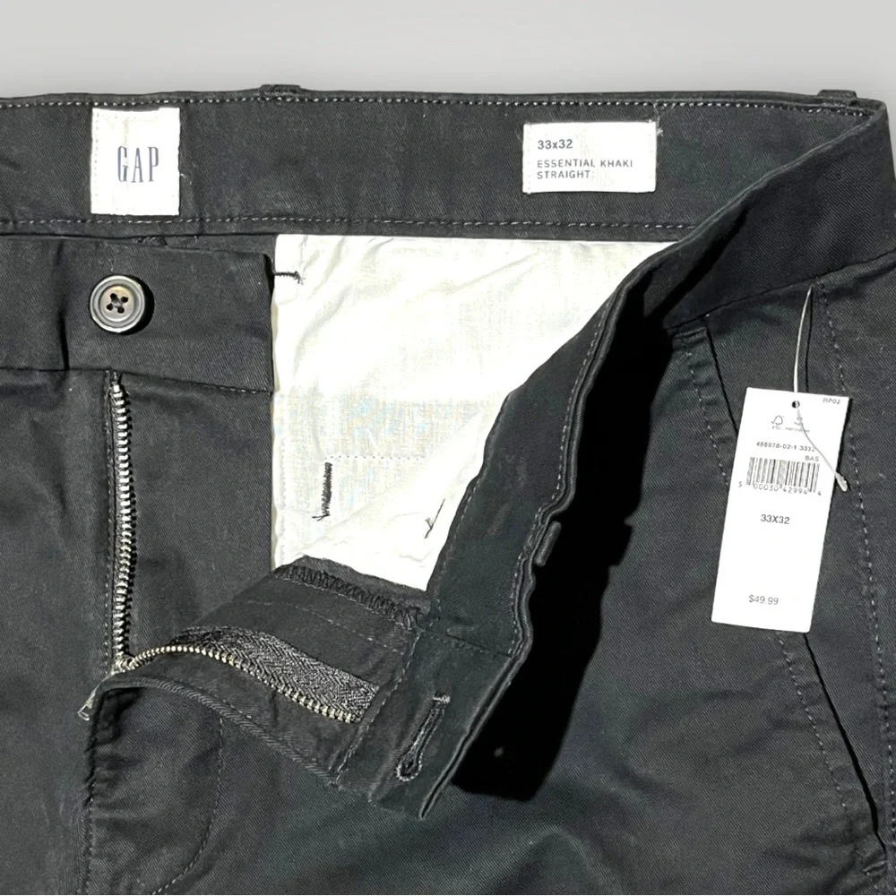 Gap Essential Khaki Straight Leg Black Pants 33”x32” - Picture 6 of 16